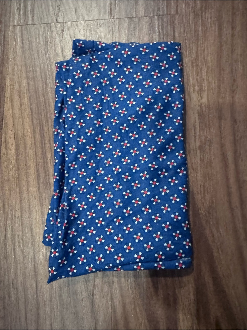 Blue Patterned Cotton Scarf with Red & White Dots